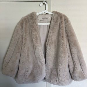 Oversized cream faux fur jacket